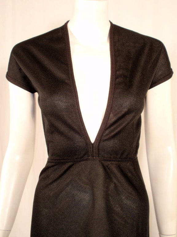 Rudi Gernreich Black Knit Short Sleeve Deep V-Neck Gown 3