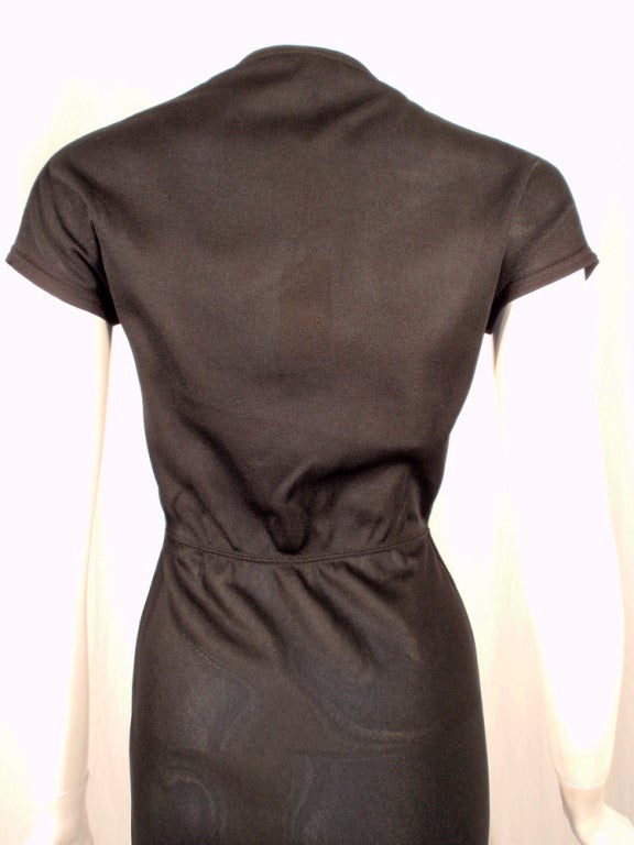 Rudi Gernreich Black Knit Short Sleeve Deep V-Neck Gown 4