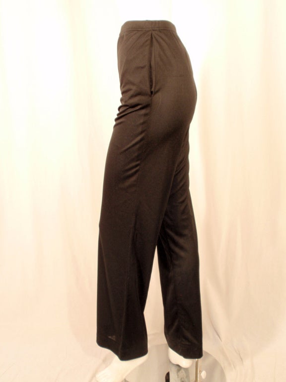 Rudi Gernreich Black Knit Long Pants w/ Side Pockets, Size 8 In Excellent Condition For Sale In Los Angeles, CA