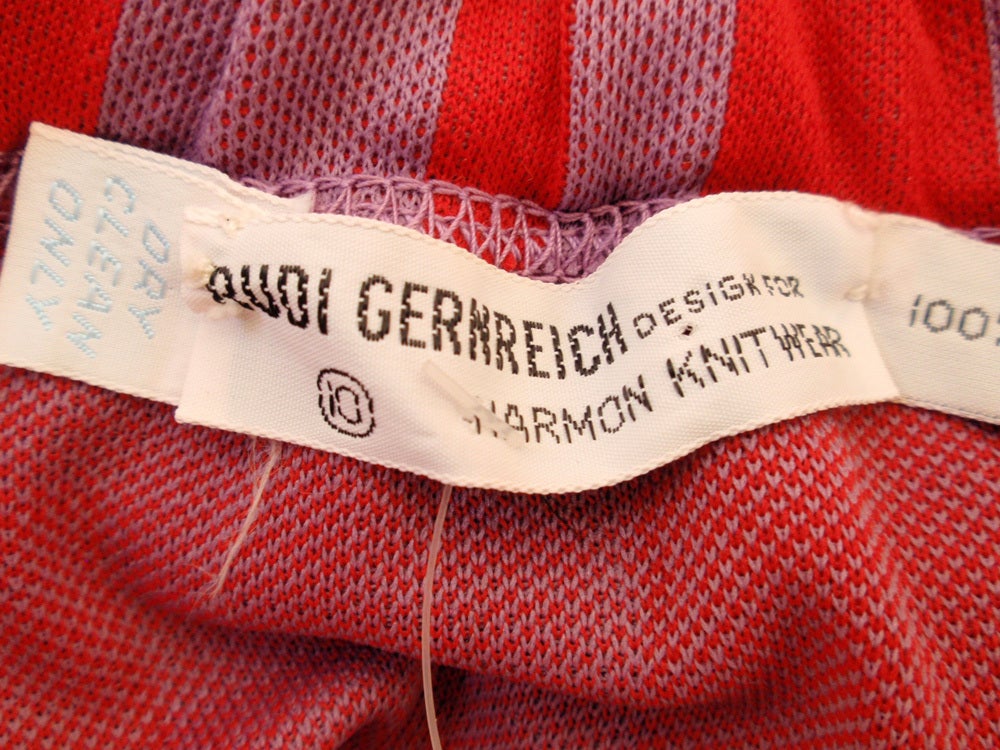 Rudi Gernreich rot-lila karierter A-Linien-Strickrock (Pink) im Angebot