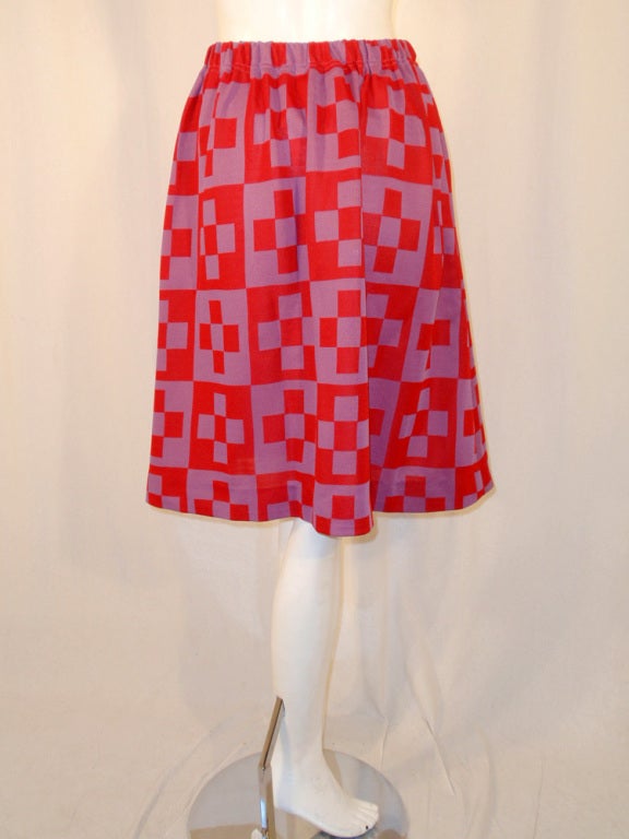 Rudi Gernreich Red and Purple Check Knit A-line Skirt For Sale at ...
