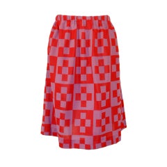 Rudi Gernreich Red & Purple Check Knit A-line Skirt 10