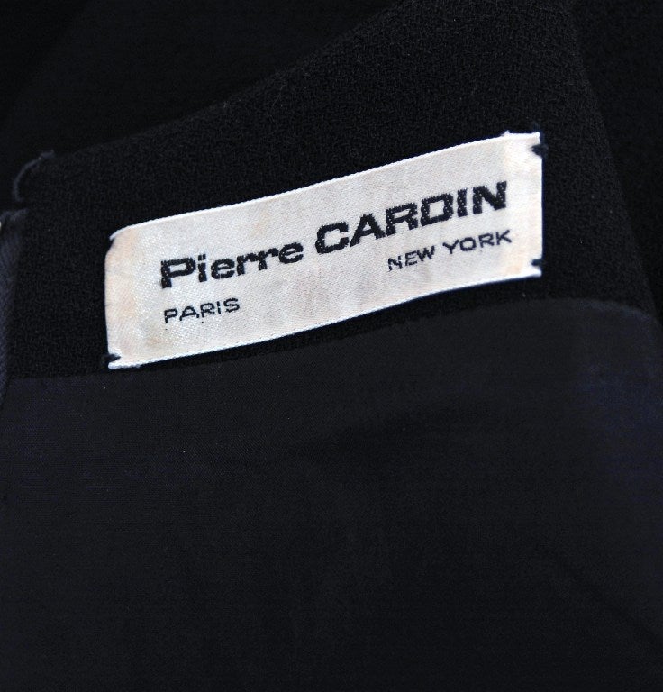 1960's Pierre Cardin Black Mod Space-Age Pleated Crepe Drop-Waist Dress 3