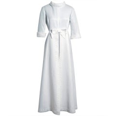 1960's Maggy Rouff Crisp-White Cotton Lace Tea-Length Gown 6