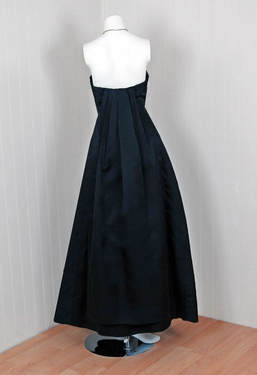 Women's 1950's Givenchy Black Organza Numbered-Couture Evening Gown