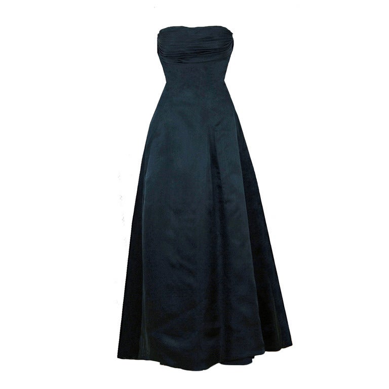 1950's Givenchy Black Organza Numbered-Couture Evening Gown