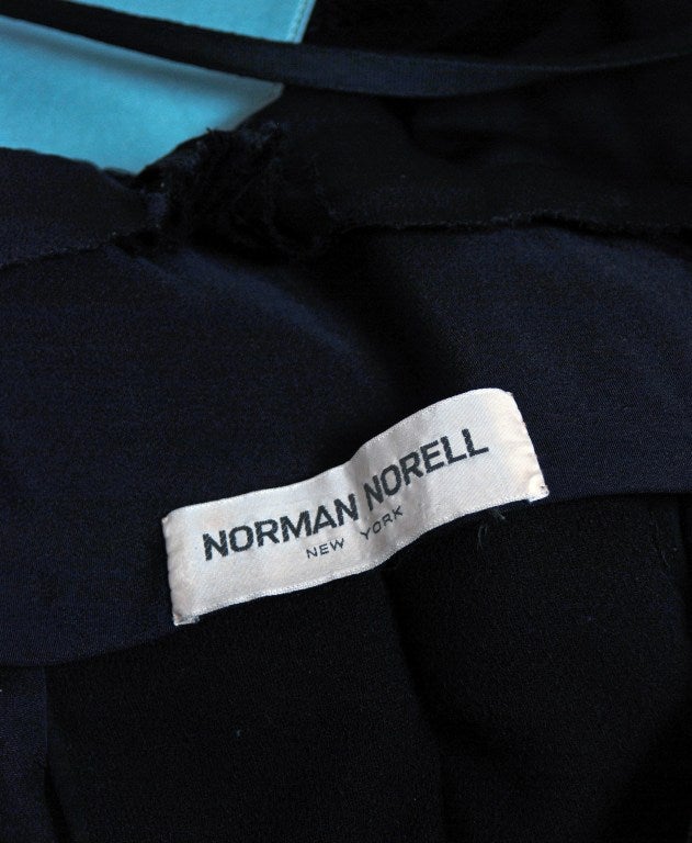 1960's Norman Norell Low-Plunge Black Hourglass Belted Gown 3