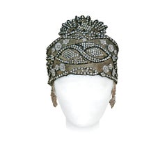 1920's Opulent Gold-Lame Rhinestone Beaded Headpiece