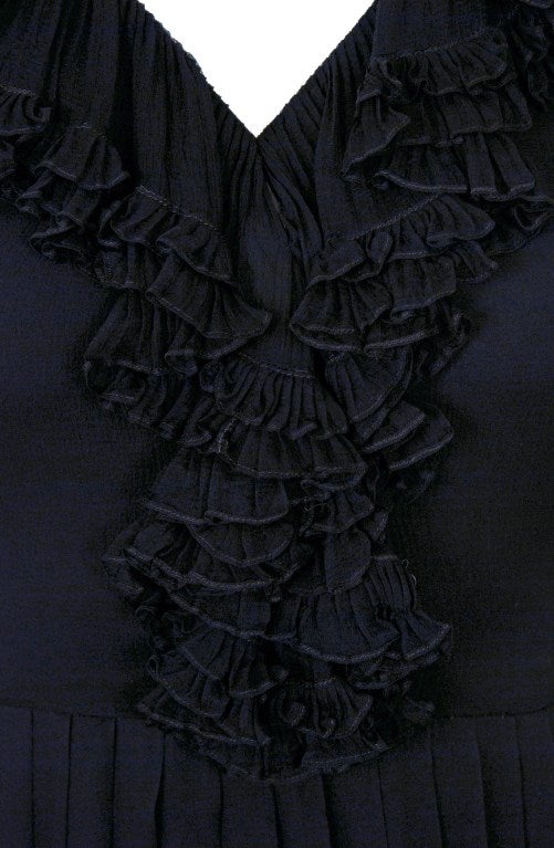 1970's Christian Dior London Couture Pleated Silk Dress In Excellent Condition In Beverly Hills, CA