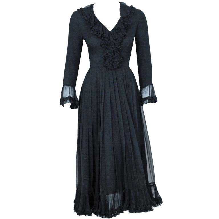 1970's Christian Dior London Couture Pleated Silk Dress at 1stDibs