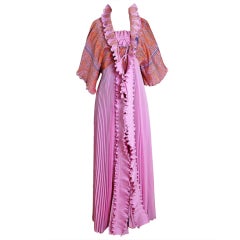 Retro 1970's Zandra Rhodes Sensational Heavily-Pleated Dress Set