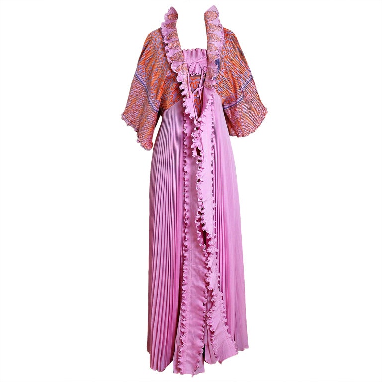 1970's Zandra Rhodes Sensational Heavily-Pleated Dress Set