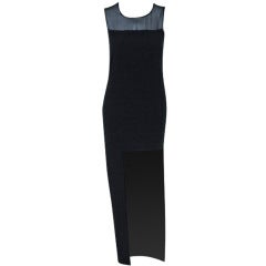 Vintage 1990's Chanel Sheer-Illusion Black Jersey-Crepe Asymmetric Dress