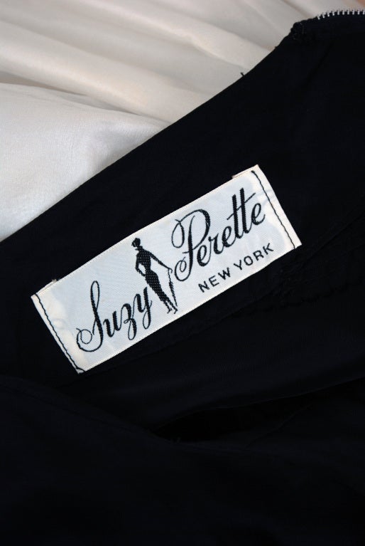 1950's Suzy Perette Black White Organza & Lace Full Party Dress 3
