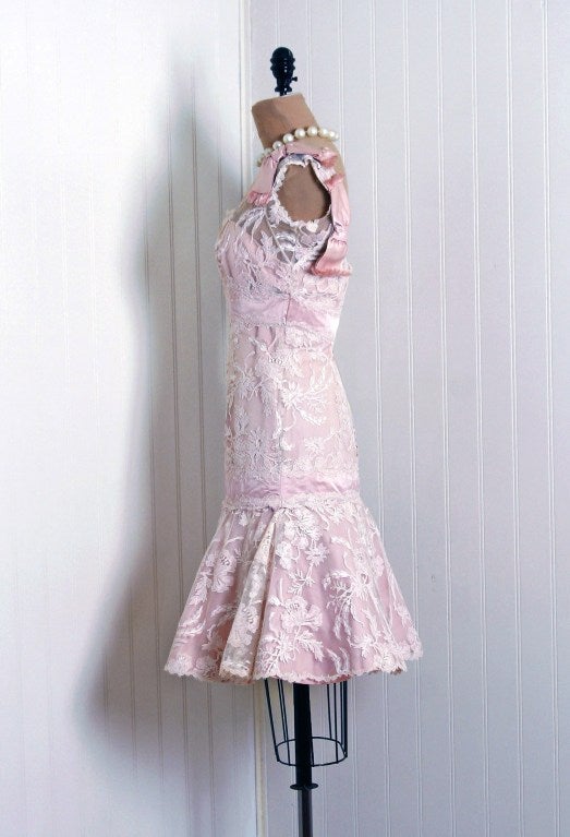 vintage pink lace dress