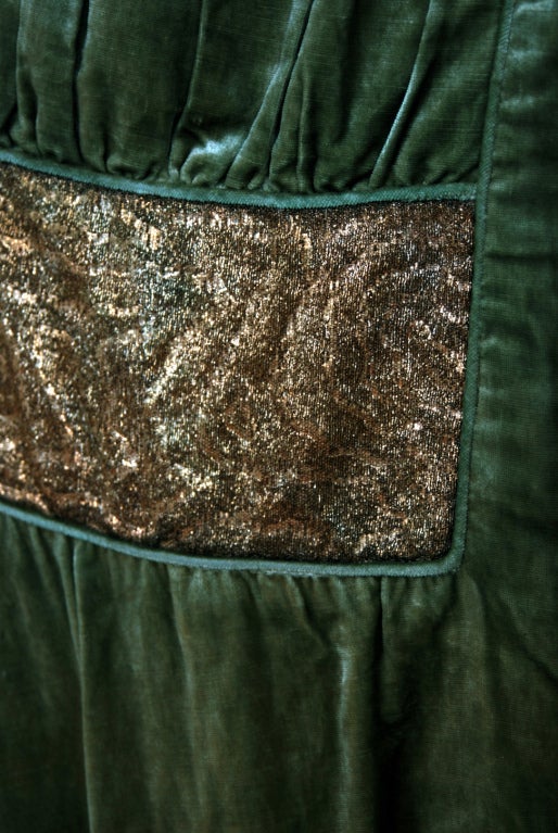 Women's 1920's Opulent Metallic Gold-Lame & Sage-Green Velvet Cape-Coat