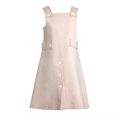 1960's Courreges Hyperbole Couture Ivory Wool Space-Age Mod Mini Jumper Dress 6
