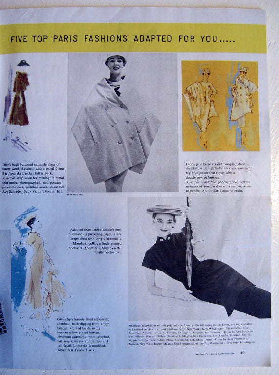 1955 Christian Dior Haute-Couture Mocha Wool Cape-Coat & Blouse 3
