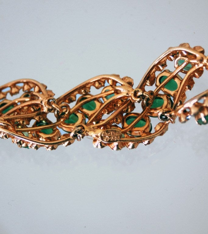 Women's 1958 Christian Dior Signed Emerald-Green Rhinestone Choker Necklace