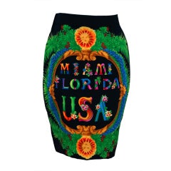 Vintage 1990's Gianni Versace Couture Iconic Miami-Flordia Print Skirt