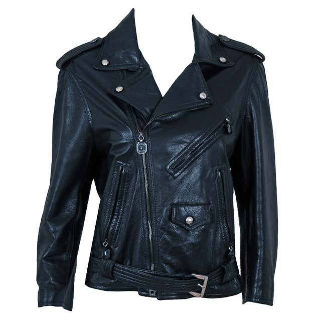 1996 Gianni Versace Couture Rare Black Leather Fitted Motorcycle Biker ...