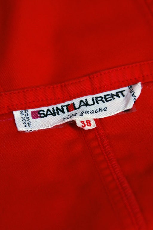 1970's Yves Saint Laurent Ruby-Red Corset Peasant Dress 3
