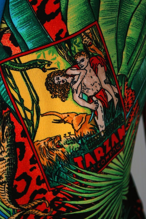  veste blazer imprimée Tarzan:: Gianni Versace Couture:: années 1990 - Rare Pour femmes 