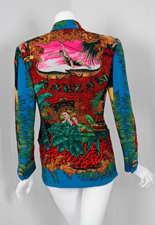 veste blazer imprimée Tarzan:: Gianni Versace Couture:: années 1990 - Rare 3
