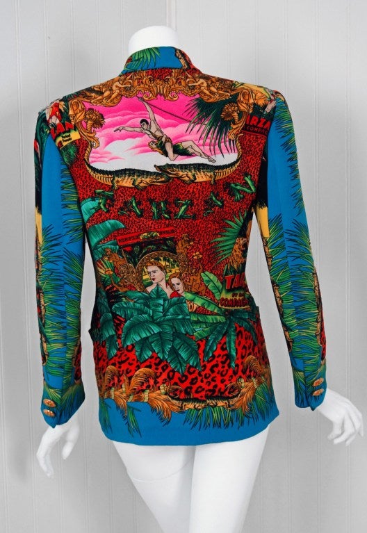 1990's Gianni Versace Couture Rare Tarzan-Print Blazer Jacket at 1stDibs