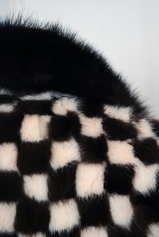 1950's Schiaparelli Checkered Mink Fur Double-Breasted Coat 1