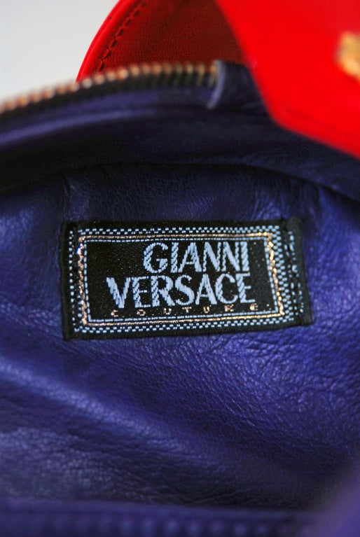 1990's Gianni Versace Couture Leather Block Color Medusa Purse 2