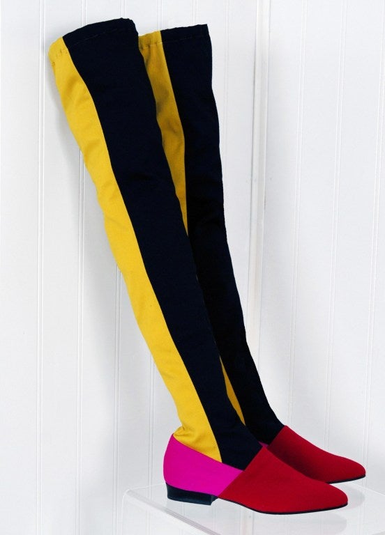 1980's Gianni Versace Couture Block Color Thigh-High Boots 1