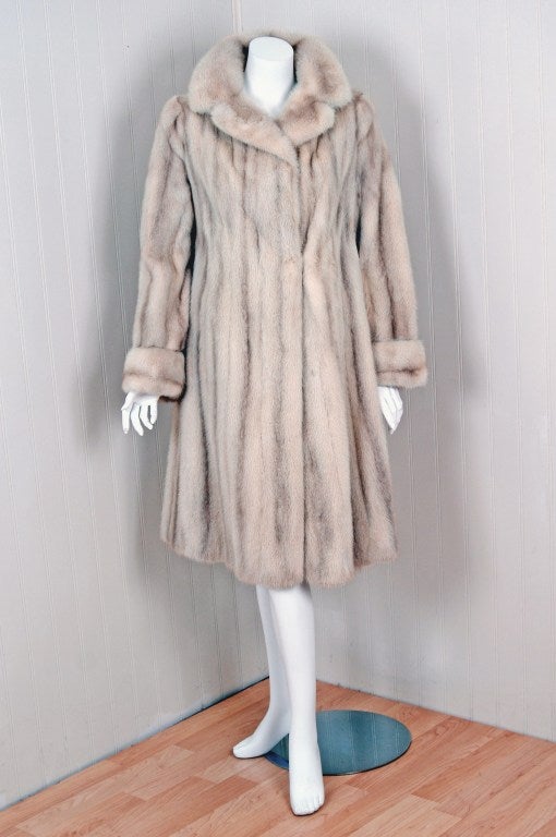 Women's 1960's Luxurious Ivory-Blonde Mink Fur Tailored Princess Coat