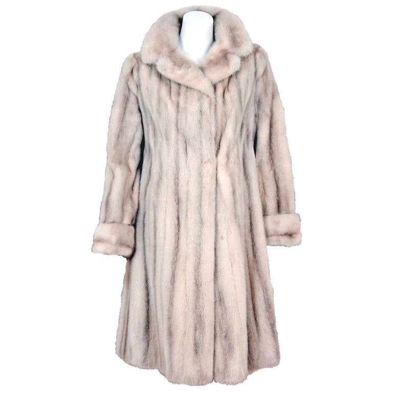 1960's Luxurious Ivory-Blonde Mink Fur Tailored Princess Coat