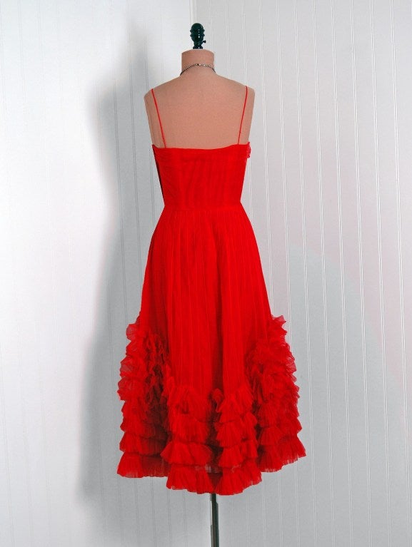 ruby red chiffon gown