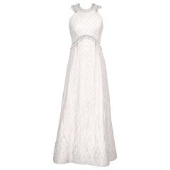 1960's Norman Norell Perlen Elfenbein Weiß Seide-Faille Kleid & Abendkleid