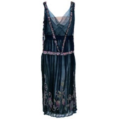 1925 Jeanne Paquin Colorful Beaded Silk-Tulle Flapper Dress