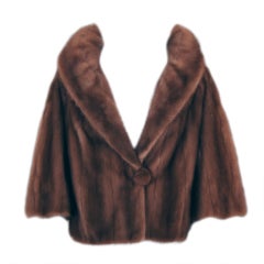 Vintage 1950's Luxurious Rich-Brown Mink Fur Low-Plunge Bolero Jacket
