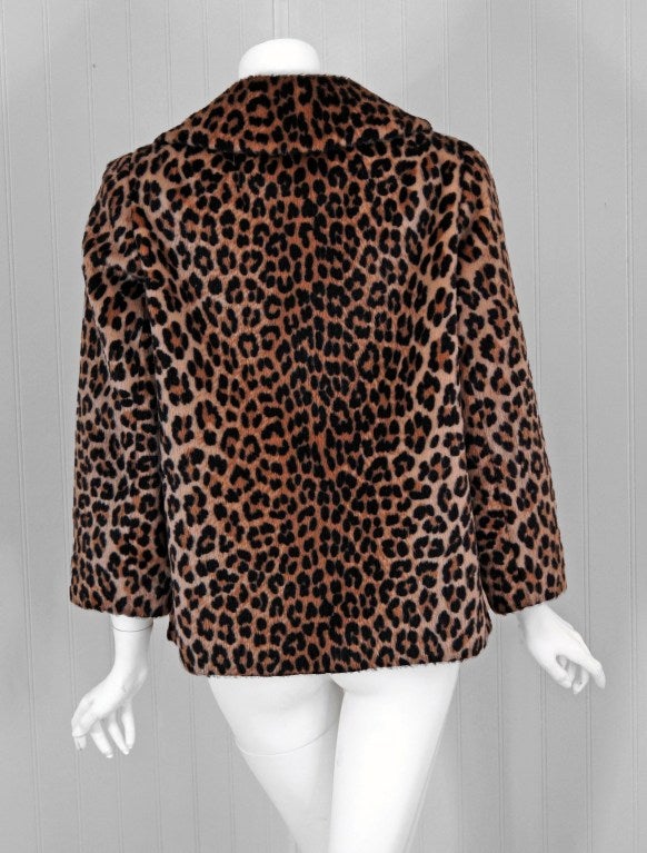 1960's Somali Leopard-Print Faux Fur Double-Breasted Jacket Coat at ...