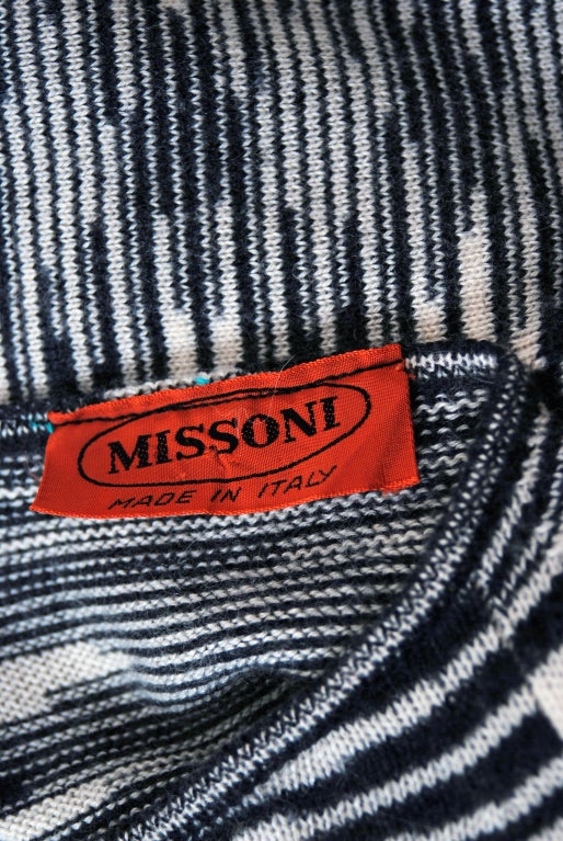 1970's Missoni Op-Art Cashmere Knit Scarf-Neck Sweater Dress 2