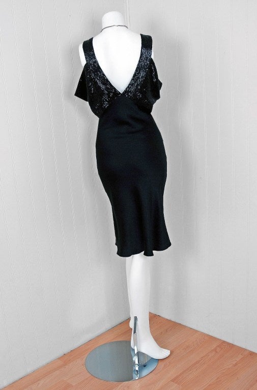 Women's 1990's Christian Dior Seductive Beaded Silk-Satin Cocktail Dress