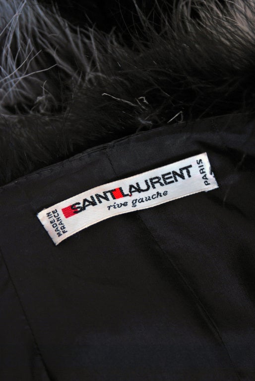 1970's Yves Saint Laurent Black & White Marabou-Feather Jacket 3
