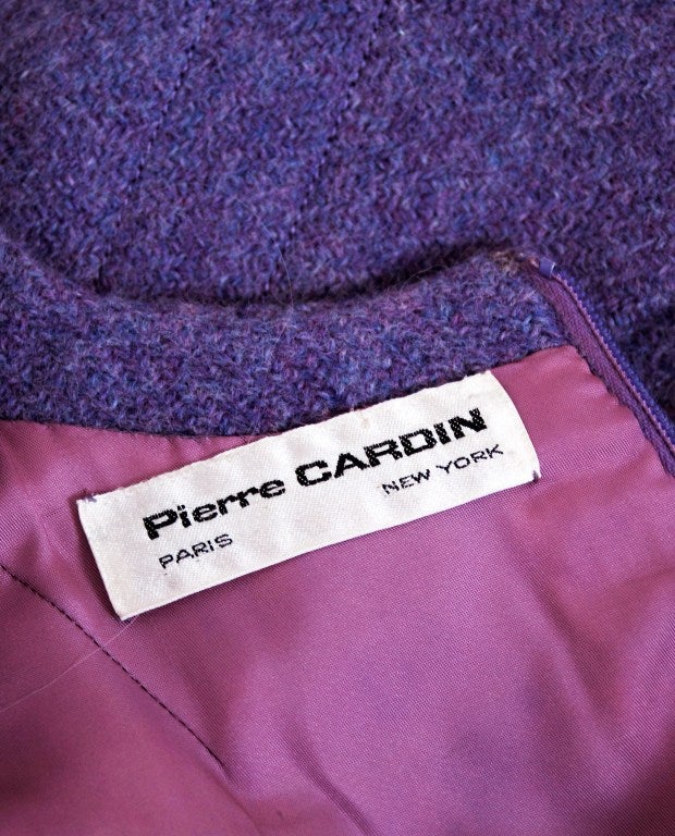 1960's Pierre Cardin Lilac-Purple Wool Space-Age Pinafore Dress 1
