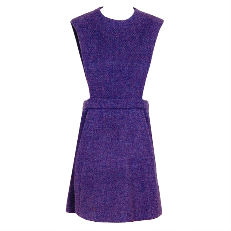 1960's Pierre Cardin Lilac-Purple Wool Space-Age Pinafore Dress