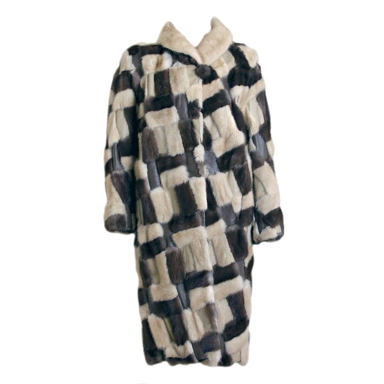 1970's Pierre Cardin Luxurious Patchwork Mink-Fur Leather Coat