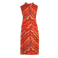 1960's Pierre Balmain Op-Art Psychedelic Silk Mod Shift Dress