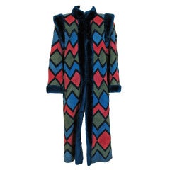 1970's Christian Dior Colorful Suede & Shearling Patchwork Coat