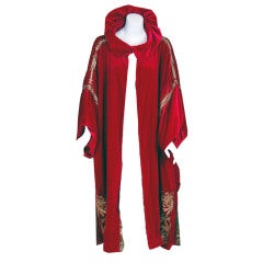 1920's Madeleine Paris-Couture Magenta Velvet & Gold Lame Coat