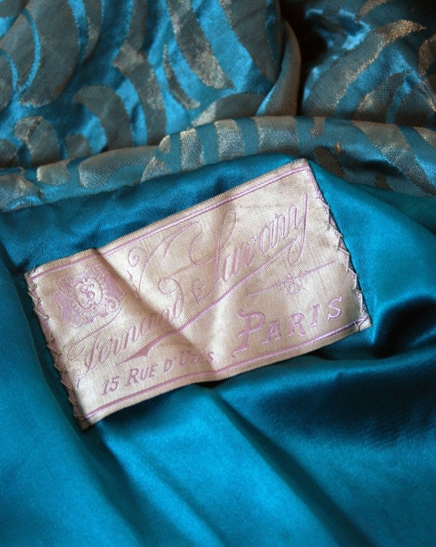 1920's Turquoise-Blue & Metallic Gold-Lame Deco Evening Coat 1