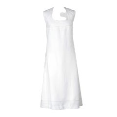 1960's Pierre Cardin Couture Space-Age White Linen Mod Dress